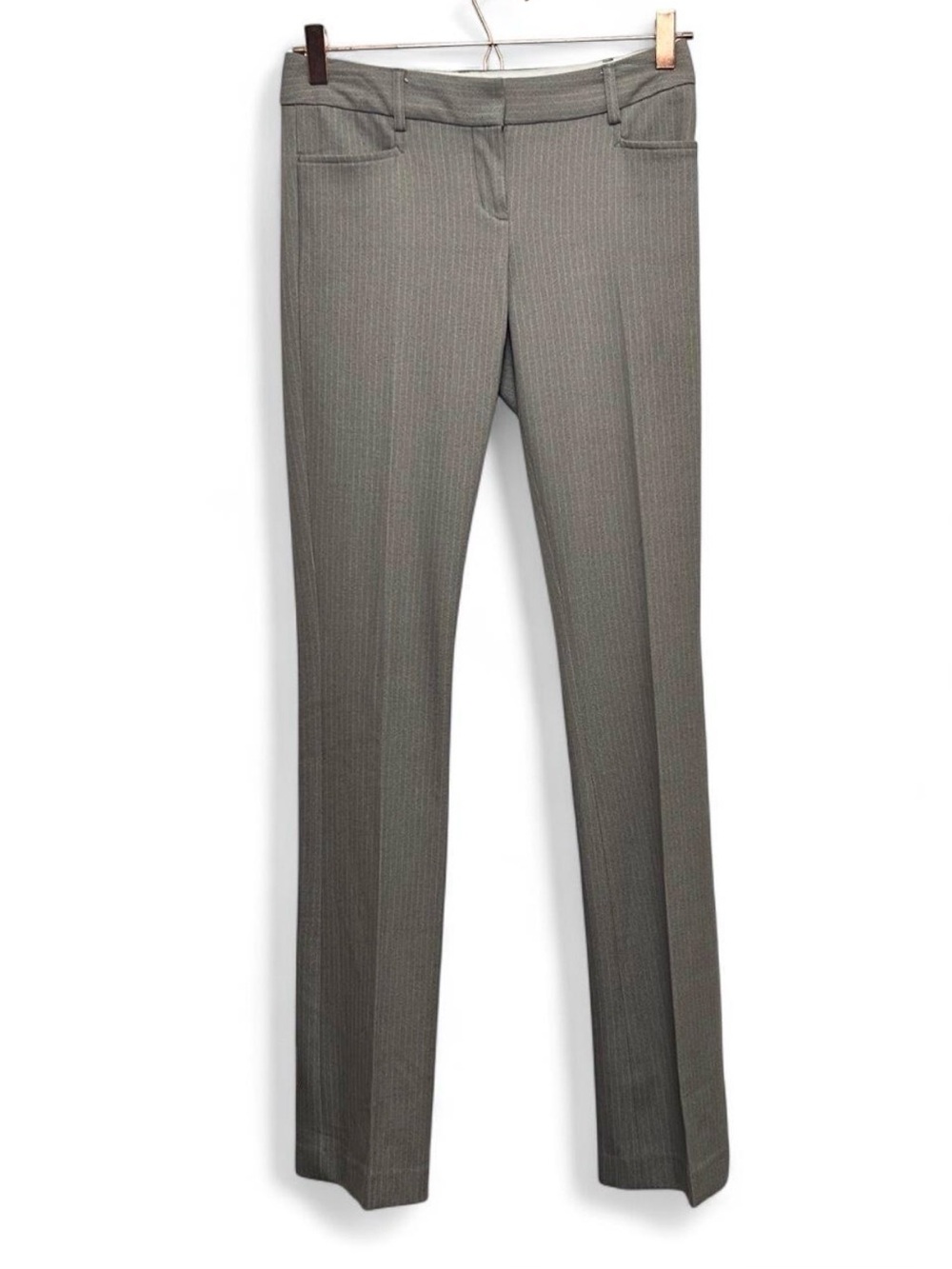 Express Pinstripe Dress Pants Womens 00 Long Gray Straight Leg Y2K Career